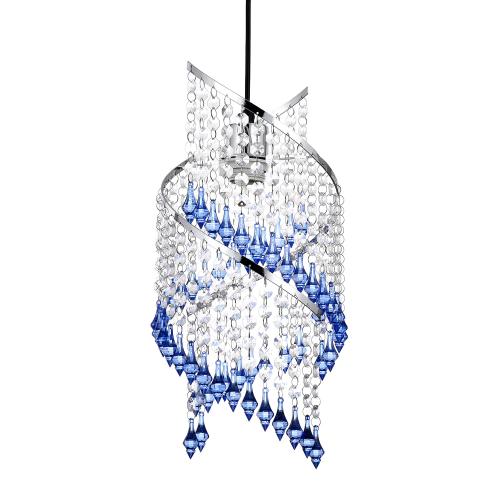 Spiral Clear and Blue Droplet Pendant DS-1020