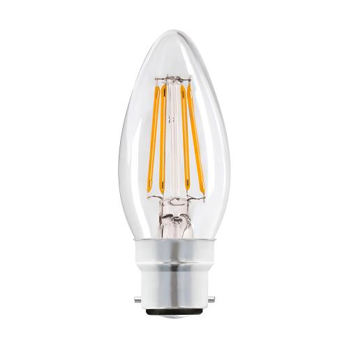 2w LED Filament BC Warm White Candle Bulb