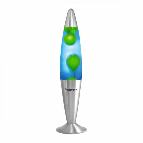 Green Wax Blue Liquid Chrome Rocket Lava Lamp