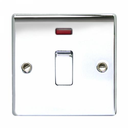 20A Double Pole Switch with Neon Polished Chrome