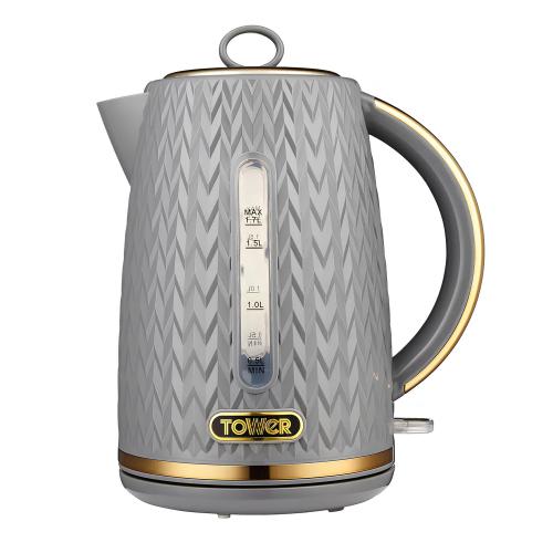 Empire 1.7 Litre Kettle Grey with Brass Accents T10052GRY
