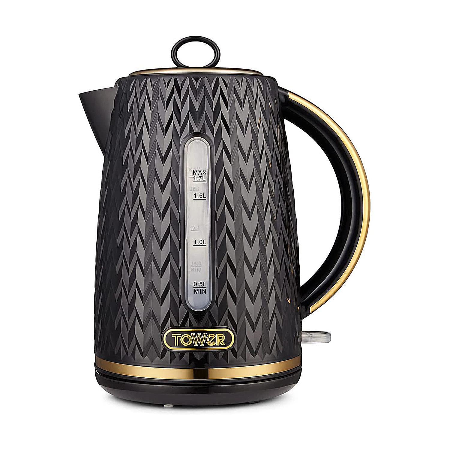 Empire 1.7 Litre Kettle Black with Brass Accents T10052BLK