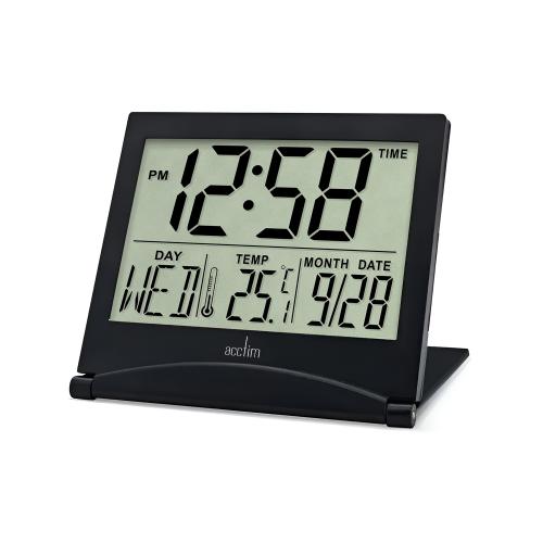 Acctim Mini Flip Alarm Clock Black 15783