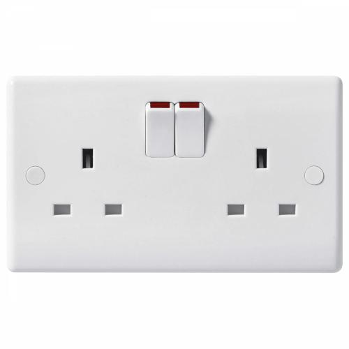 Nexus White Moulded 2 Gang Switched Socket