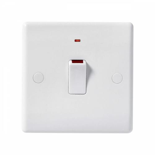 Nexus White Moulded 20A 1 Gang 2 Pole Switch with Neon