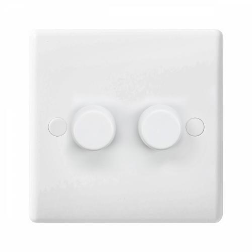 2 Gang 2 Way White Dimmer