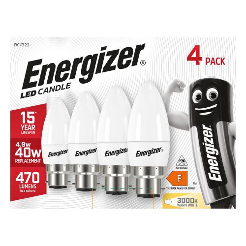 Energizer 4pk 4.9w LED BC Candle Bulb Warm White
