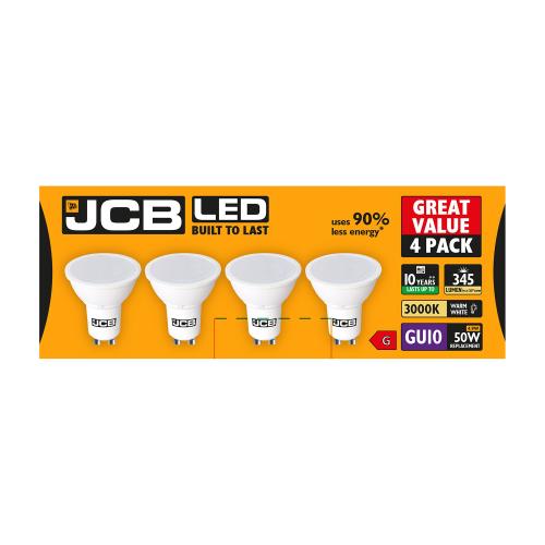 JCB 4pk 4.9w LED GU10 Bulb Warm White
