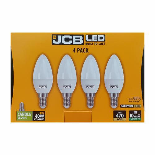 JCB 4pk 6w LED SES Candle Bulb Warm White