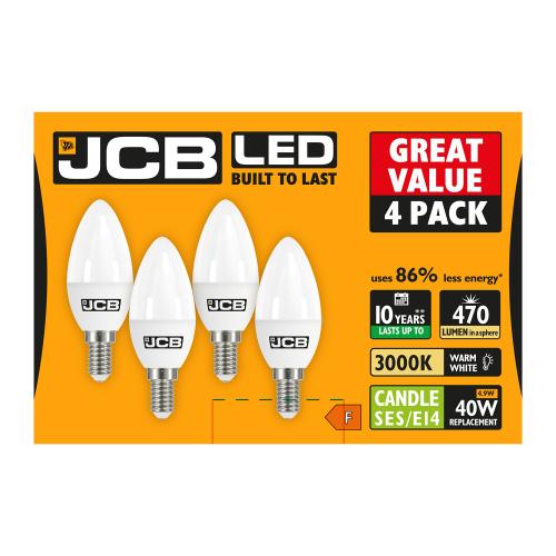 JCB 4pk 4.9w LED SES Candle Bulb Warm White