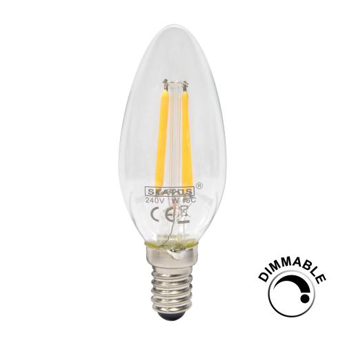 Dimmable 4w LED Filament SES Warm White Candle Bulb