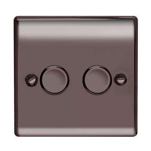 2 Gang 2 Way Dimmer Switch Black Chrome