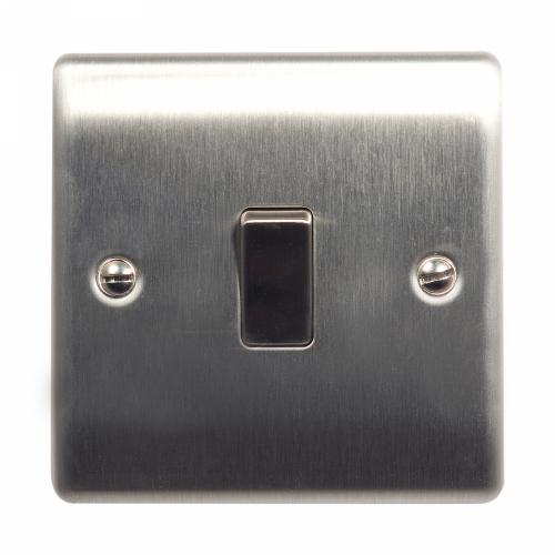 1 Gang 2 Way Switch Brushed Steel