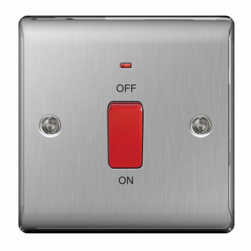 45A Double Pole Switch with Neon Brushed Steel