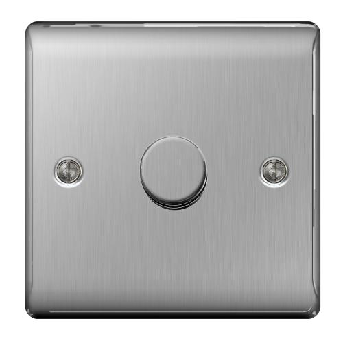 1 Gang 2 Way Dimmer Switch Brushed Steel