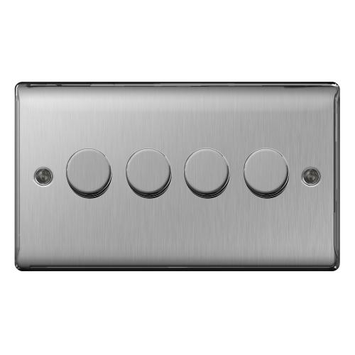 4 Gang 2 Way Dimmer Switch Brushed Steel