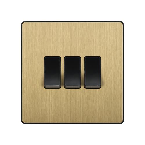 Evolve 3 Gang 2 Way Switch Satin Brass