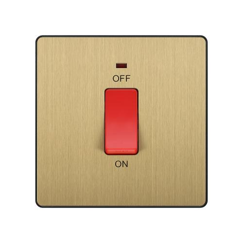 Evolve 45A Double Pole Switch with LED Indicator Satin Brass