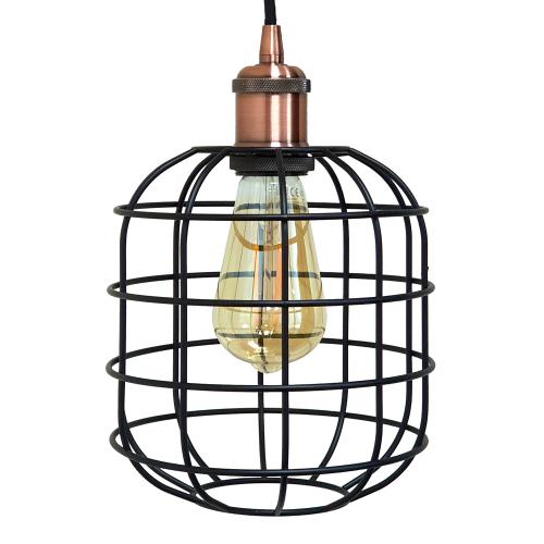 Small Retro Cage Pendant Black