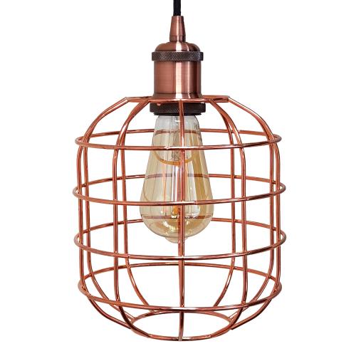 Small Retro Cage Pendant Copper