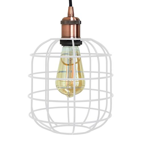 Small Retro Cage Pendant White